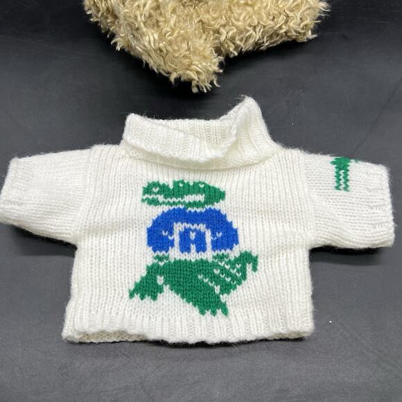 Vintage Sunkid Teddy Bear 11" Stuffed Plush Animal Germany Plaid Scarf Sweater - Picture 14 of 16